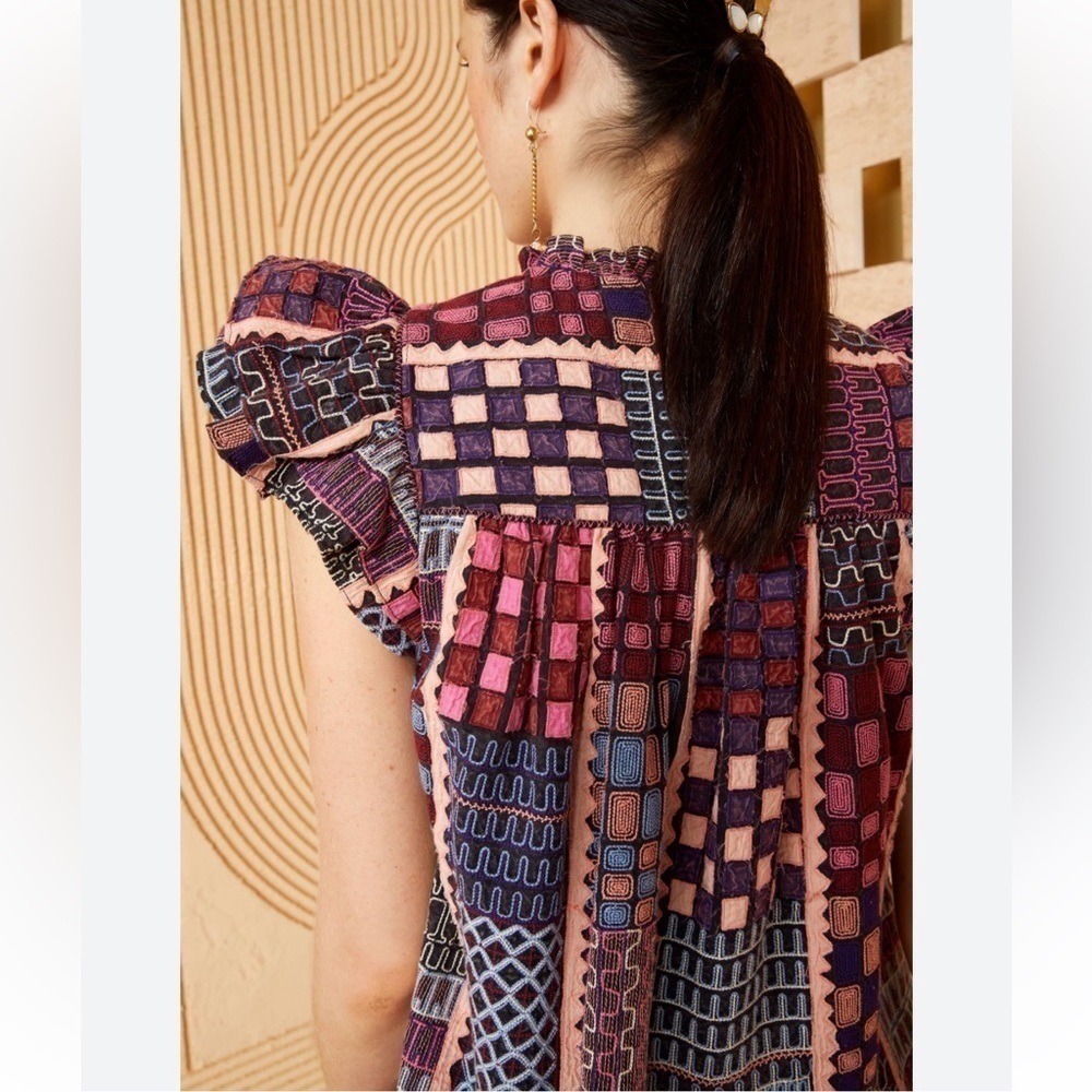 Ulla Johnson Nanna Patchwork Pattern Top Size Xxs… - image 6